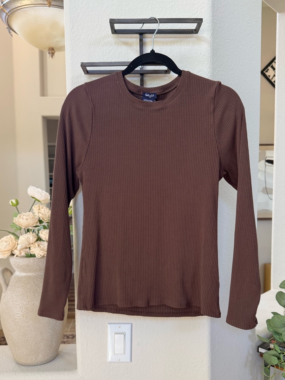 Splendid Ribbed Long-Sleeve Crewneck - Brown
